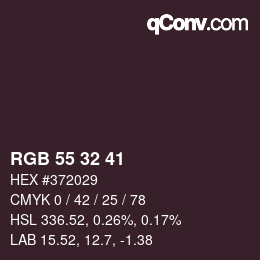 Color code: RGB 55 32 41 | qconv.com