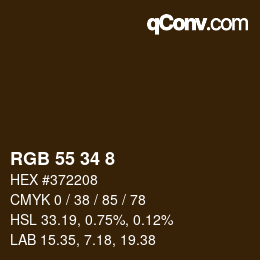 Color code: RGB 55 34 8 | qconv.com