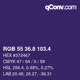 カラーコード: RGB 55 36.8 103.4 | qconv.com