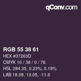 カラーコード: RGB 55 38 61 | qconv.com
