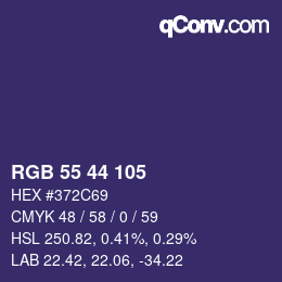カラーコード: RGB 55 44 105 | qconv.com