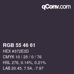 Color code: RGB 55 46 61 | qconv.com