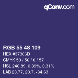 カラーコード: RGB 55 48 109 | qconv.com