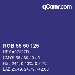 カラーコード: RGB 55 50 125 | qconv.com