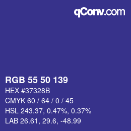 Color code: RGB 55 50 139 | qconv.com