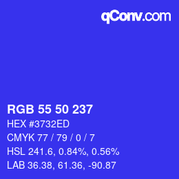 Color code: RGB 55 50 237 | qconv.com