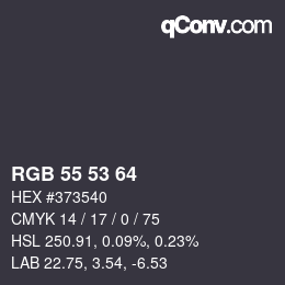 Color code: RGB 55 53 64 | qconv.com