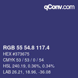 カラーコード: RGB 55 54.8 117.4 | qconv.com