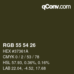 Color code: RGB 55 54 26 | qconv.com