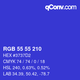Farbcode: RGB 55 55 210 | qconv.com