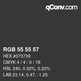 カラーコード: RGB 55 55 57 | qconv.com