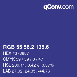 カラーコード: RGB 55 56.2 135.6 | qconv.com