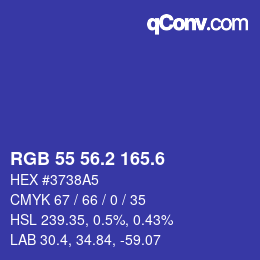 カラーコード: RGB 55 56.2 165.6 | qconv.com