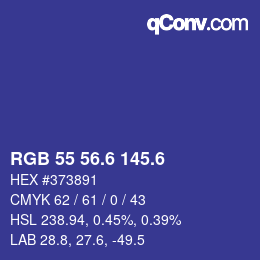 カラーコード: RGB 55 56.6 145.6 | qconv.com