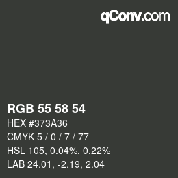 Código de color: RGB 55 58 54 | qconv.com