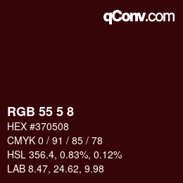 Color code: RGB 55 5 8 | qconv.com