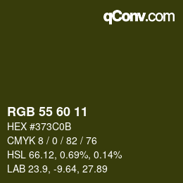 カラーコード: RGB 55 60 11 | qconv.com