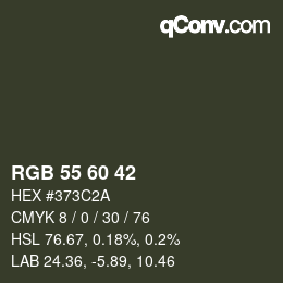 颜色代码: RGB 55 60 42 | qconv.com