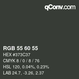 カラーコード: RGB 55 60 55 | qconv.com