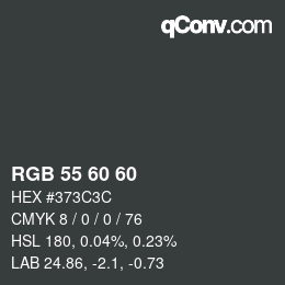 カラーコード: RGB 55 60 60 | qconv.com