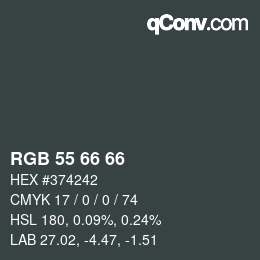 カラーコード: RGB 55 66 66 | qconv.com