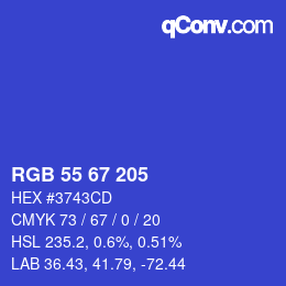 Color code: RGB 55 67 205 | qconv.com