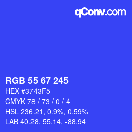 Color code: RGB 55 67 245 | qconv.com