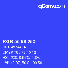 Color code: RGB 55 68 250 | qconv.com