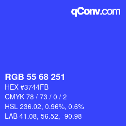 Color code: RGB 55 68 251 | qconv.com