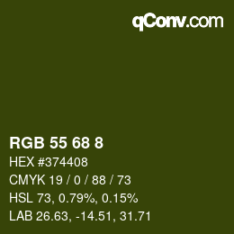 Color code: RGB 55 68 8 | qconv.com