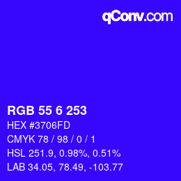 カラーコード: RGB 55 6 253 | qconv.com