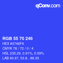 颜色代码: RGB 55 70 246 | qconv.com