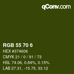 カラーコード: RGB 55 70 6 | qconv.com