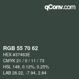 カラーコード: RGB 55 70 62 | qconv.com