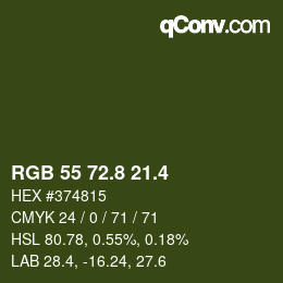 カラーコード: RGB 55 72.8 21.4 | qconv.com