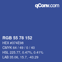 Color code: RGB 55 78 152 | qconv.com