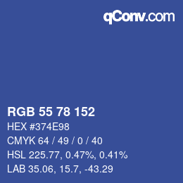 颜色代码: RGB 55 78 152 | qconv.com