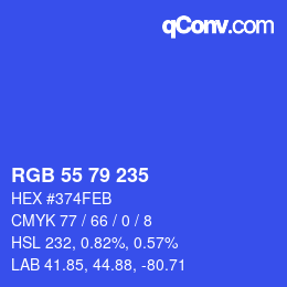 Color code: RGB 55 79 235 | qconv.com