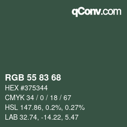 Farbcode: RGB 55 83 68 | qconv.com
