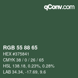 颜色代码: RGB 55 88 65 | qconv.com