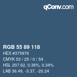 カラーコード: RGB 55 89 118 | qconv.com