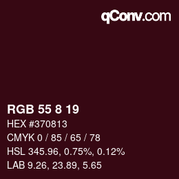 Color code: RGB 55 8 19 | qconv.com