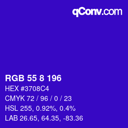 カラーコード: RGB 55 8 196 | qconv.com