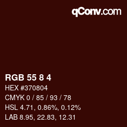 Color code: RGB 55 8 4 | qconv.com