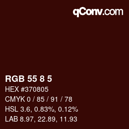 Color code: RGB 55 8 5 | qconv.com