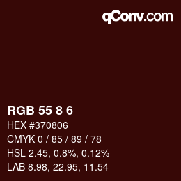 Color code: RGB 55 8 6 | qconv.com