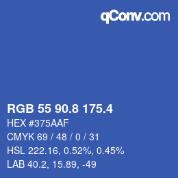 カラーコード: RGB 55 90.8 175.4 | qconv.com