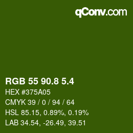 カラーコード: RGB 55 90.8 5.4 | qconv.com