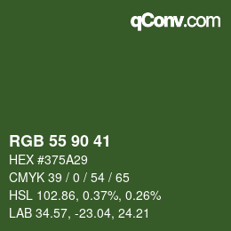 カラーコード: RGB 55 90 41 | qconv.com