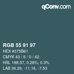 カラーコード: RGB 55 91 97 | qconv.com